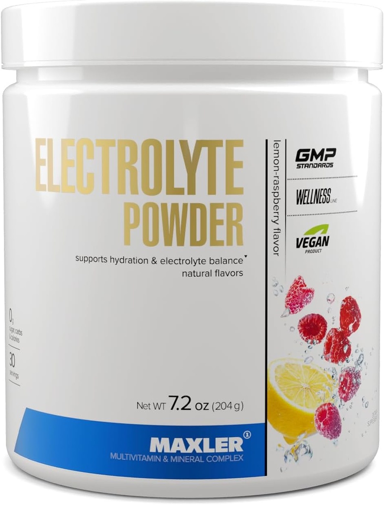 Maxler Electrolyte Powder - Hydration Powder Electrolyte Drink Mix med Trace Mineral Complex - Keto Electrolytes Powder med naturliga smaker och sötningsmedel - 30 portioner - Lemon-Raspberry
