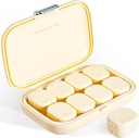 Daily Pill Organizer, 8 Compartments Portable Pill Case, Moisture-Proof Pill Case, Pill Dispensers, Travel Pill Container, för att hålla Vitamins Pills Cod Liver Oil Regelbundna tabletter (Cream White)