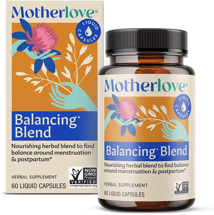 Motherlove Balancing Blend (60 flytande mössor) Herbal Supplement för period och postpartum Hormonal Health-Non-GMO, organiska örter, Vegan, Kosher