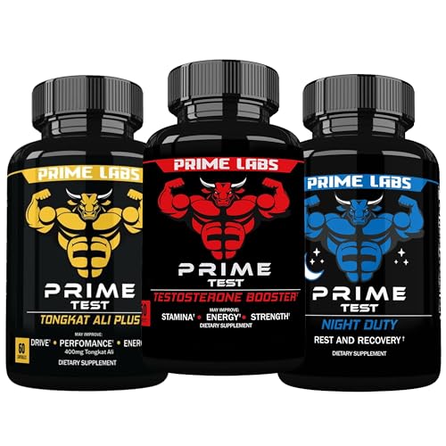 Prime Labs Prime Testosteron Booster + Night Duty Sleep Supplement + Tongkat Ali Plus (60 greve varje)