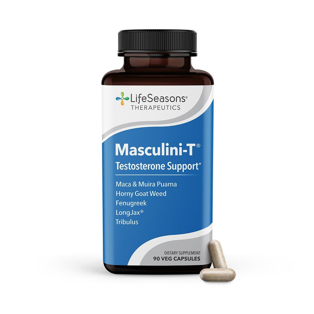 LifeSeasons Masculini-T - Testosteron Support Supplement - Förbättrar mentala och fysiska aspekter av sexuell och atletisk prestanda - Stöder normal erektil funktion - Förbättra Libido - 90 kapslar