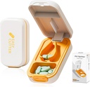 Small Pill Cutter, Splitter för Tiny Pills, Safety Lock, Easy Open Close, Professional (White Orange)