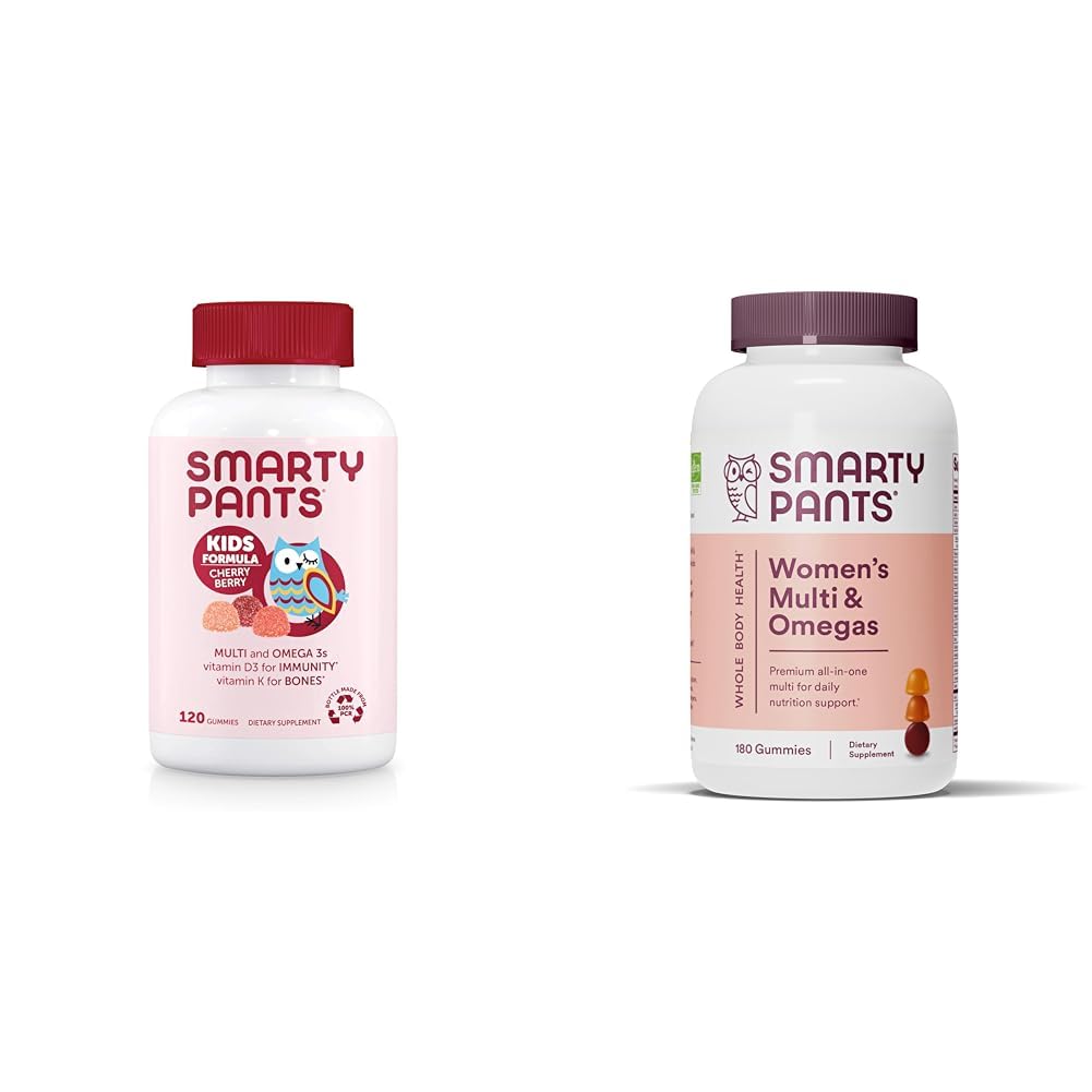 SmartyPants Kids Multivitamin Gummies & Women's Multivitamin Gummies: Omega 3 Fish Oil (EPA / DHA), Metylfolat