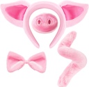 Spooktacular Creations Pink Pig Dalmatian Costume Set med öron Nose Tail och Bow Tie, Animal Costume Tillbehör för Unisex