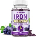 Järn Gummies för kvinnor och män, Järn Gummies med folat, vitamin B12, Zink & D3 för blodbyggnad, energiökning, immunsupport och benhälsa, Gentle Absorption, Vegan, Grape Favour 60ct