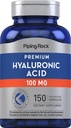 Piping Rock Hyaluronic Acid Supplement | 100 mg | 150 kapslar | som Natrium Hyaluronat | Non-GMO, Gluten Free