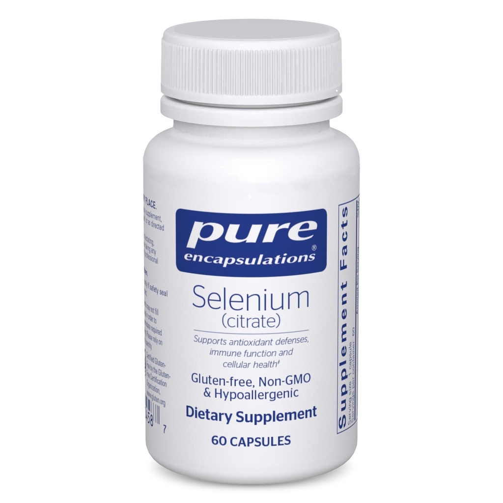 Rena inkapslingar Selen (Citrate) - för Immune System Support & Cellular Health - Antioxidant Supplement - Stöder blodflöde * - Gluten Free & Vegan - 60 kapslar
