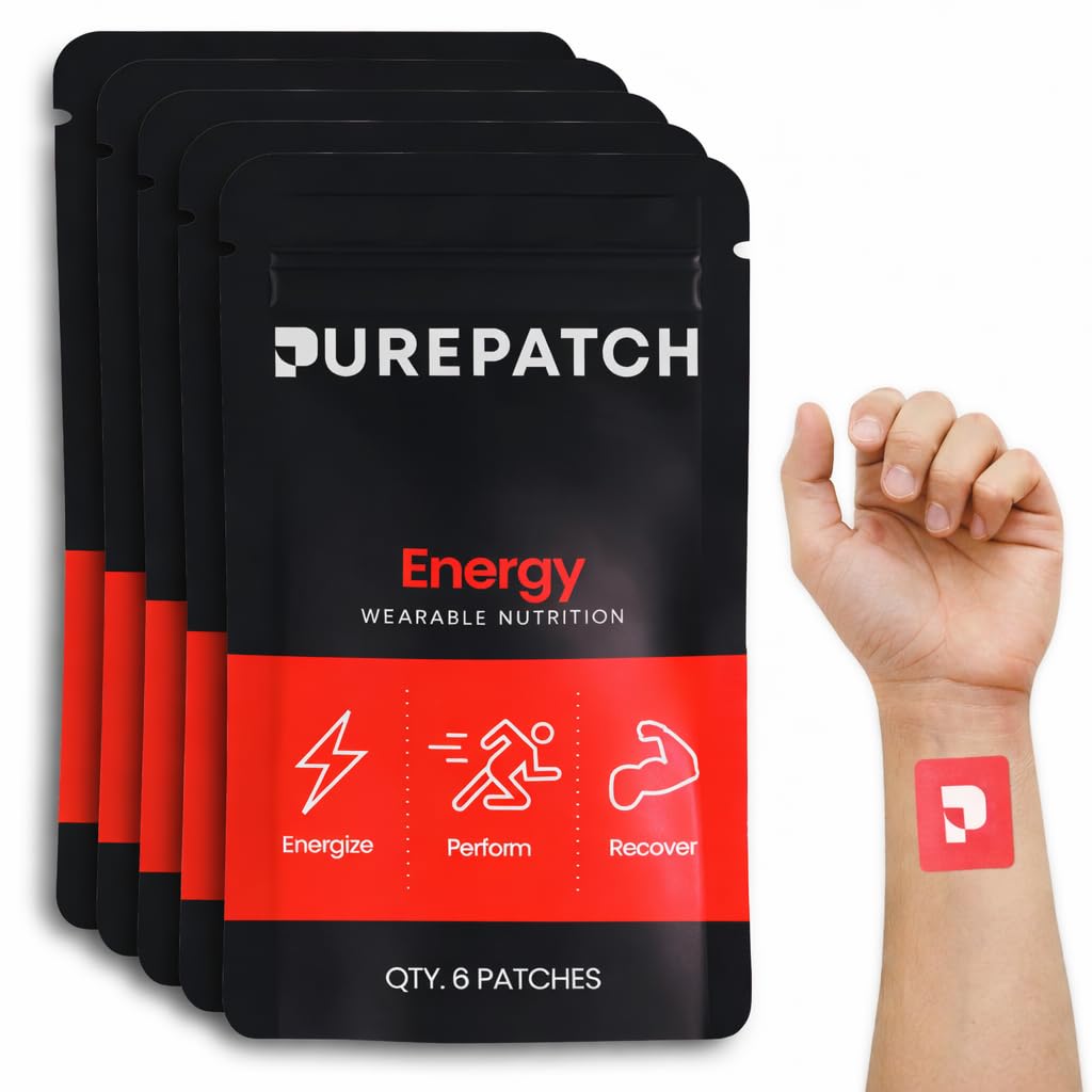 Pure Patch® Energy Patch - Botanisk-inspirerad ämnespatch med koffein, aminosyror och Electrolyte Blend - Icke-Ingestible Format - 30 Patches