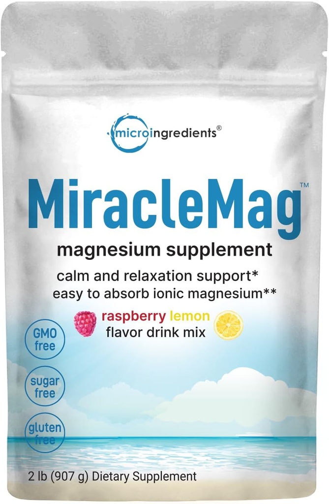 Calm Magnesium Powder, 2lbs | Magnesium Citrate Powder | Sweet Raspberry Lemon smaksatt | Calm & Relaxation Mineral Support | Easily Absorbed | Non-GMO, Vegan, Sugar Free