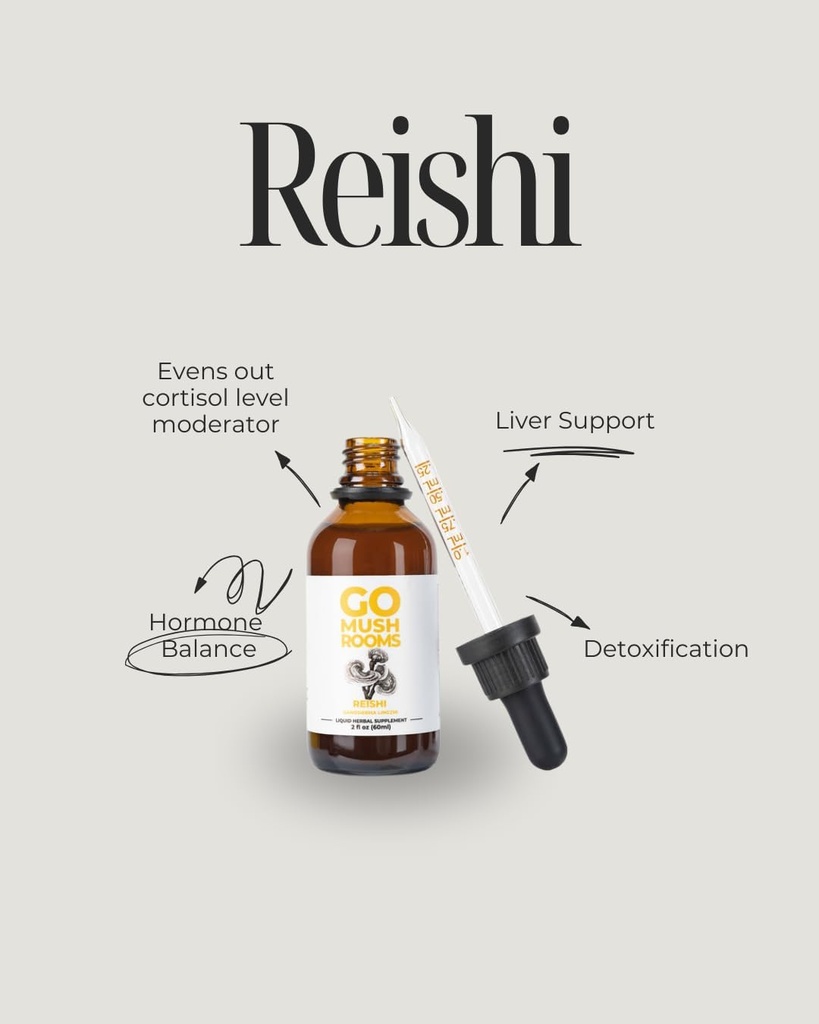 Reishi Mushroom Tincture Supplement - Dual Extracted Fruiting Body för att stödja rest och avkoppling - 2 fl oz (60 portioner) *