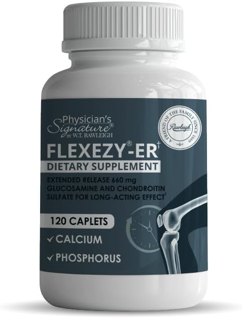 Rawleigh Flexezy-ER: 120 Caplets | 24/7 Joint Support Formula | Glucosamine & Chondroitin Sulfate Blend | Calcium & Phosphorous | 24-timmars utökad frigivning | Gemensam hälsotillskott för män och kvinnor