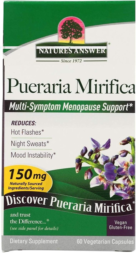 Naturens svar Pueraria Mirifica Capsules 60 Count | Kvinnlig reduktionsstöd | Smooth Skin & Hair Supplement | Natural Menopause Aid