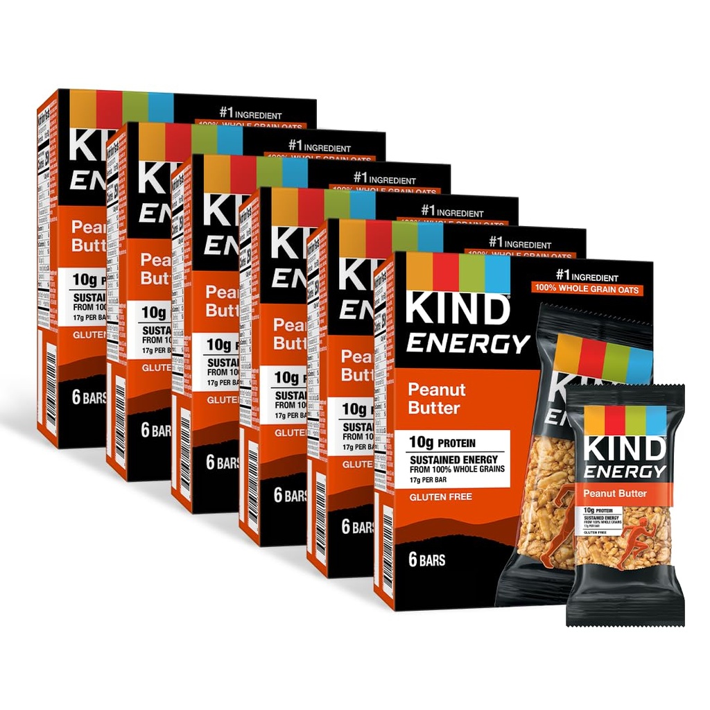 KIND Energy Bars, jordnötssmör, hälsosamma snäckor, glutenfri, 10g protein, 36 greve