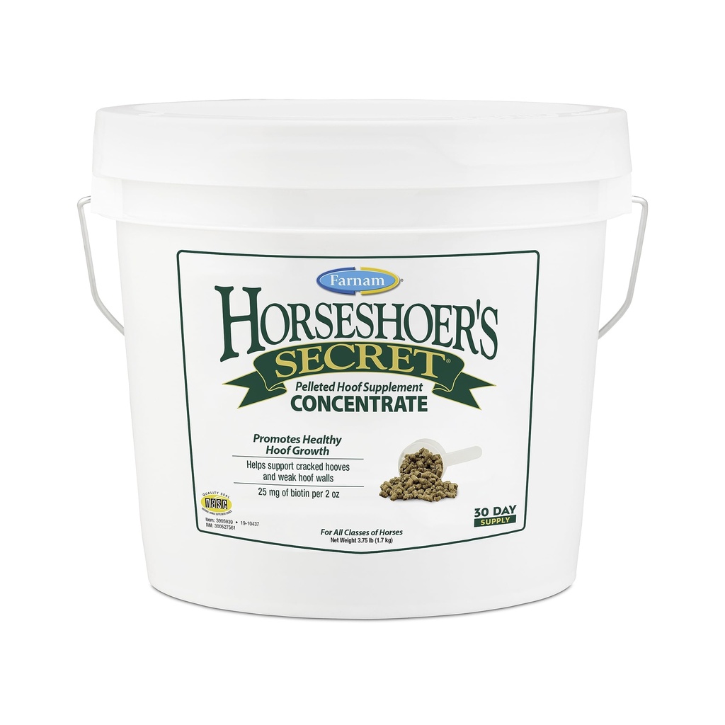 Farnam Horseshoers Secret Pelleted Hoof Supplements Concentrate, Ekonomisk formel med 25 mg biotin per 2 uns. Servering, 3,75 lb, 30 dagars leverans