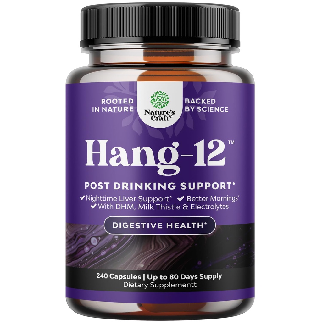 Nighttime Liver Detox & Hydration Pills - Pre and Post Drinking Recovery Liver Support Supplement for Better Mornings med DHM Dihydromyricetin Milk Thistle Extract och Electrolytes (240 kapslar)