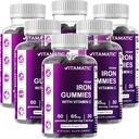 Vitamatic Iron 65 mg Gummies Supplement for Women & Men - 60 Vegan Gummies - Great Tasting Iron Gummy Vitamins med vitamin C (6)