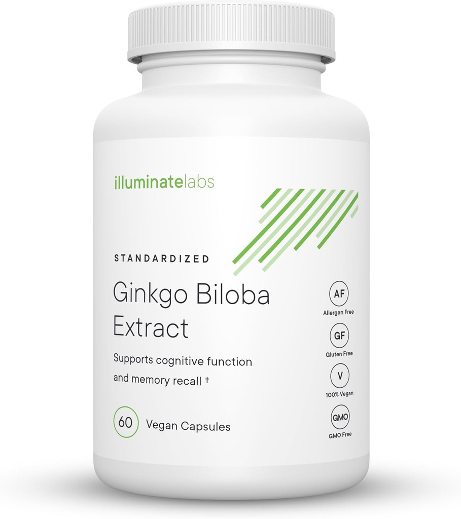 Illuminera Labs Ginkgo Biloba Extract Capsules | 240 mg | Stöder Fokus, Koncentration, Minne, Kortsiktig kognitiv funktion | Tredjepartstestad och Backad av medicinsk forskning