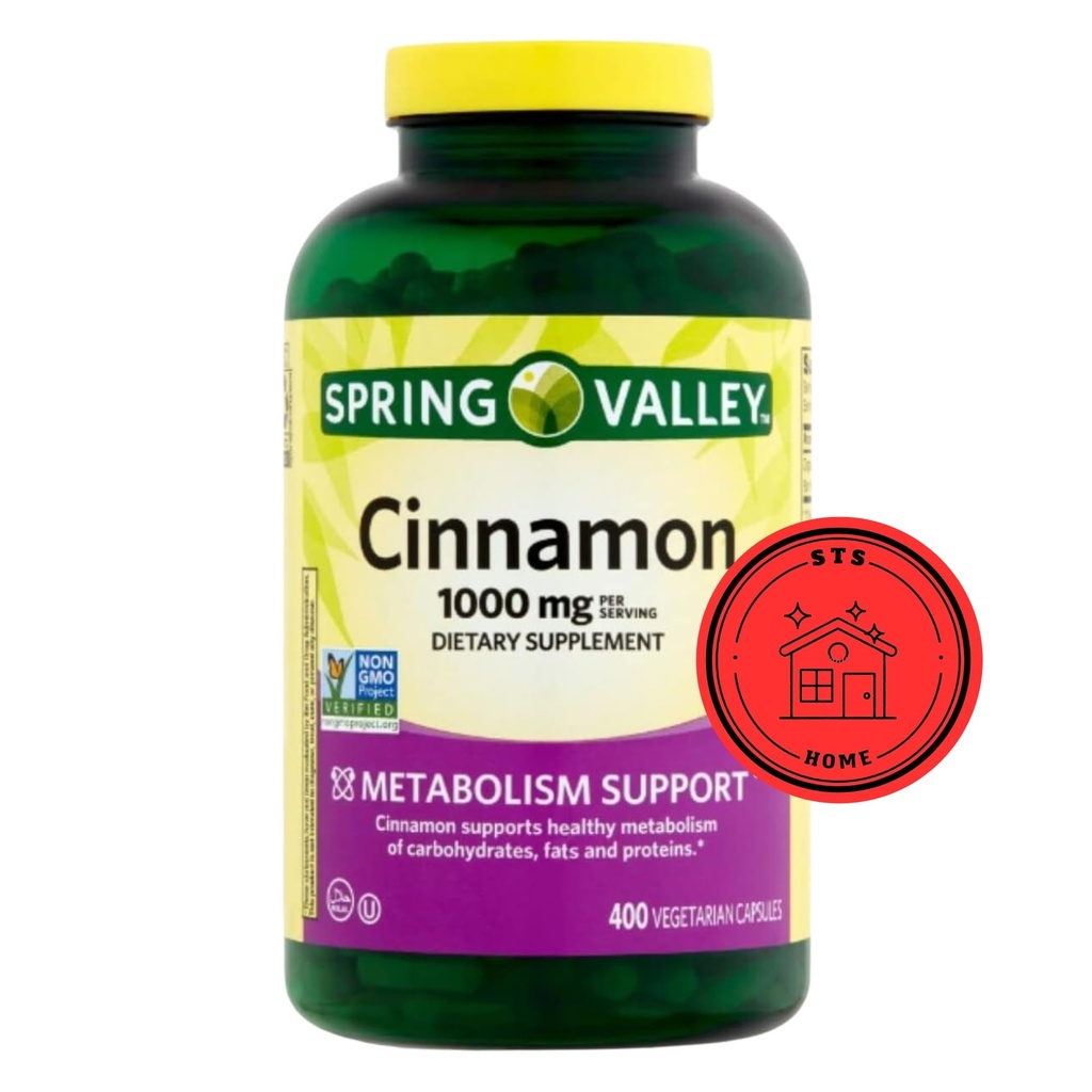 Spring Valley Cinnamon Dietary Supplement, 1000 mg, 400 Count + STS Sticker.