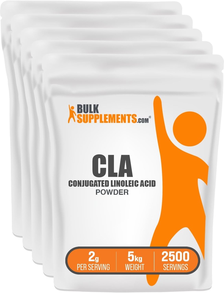 BulkSupplements.com Conjugated Linoleic Acid Powder - CLA Supplement, Nutritional Supplement - Gluten Free, 2g Per Servering, 1kg (2,2 lbs) (Pack på 5)