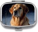 Golden Retriever Pill Box 2 Compartment Portable Pill Case Daily Square Pill Organizer för Pocket Purse Daily Medicine Container för att hålla vitaminer Fish Oil Travel Gifts