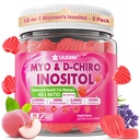 Inositol Gummies för kvinnor + Chasteberry, Myo-Inositol & D-Chiro Inositol 2000mg + 50mg Ideal 40:1 Ratio med Methylated B12 & Folate, Choline, Magnesium, Vitamin D3 för övergripande hälsa, Pack of 2