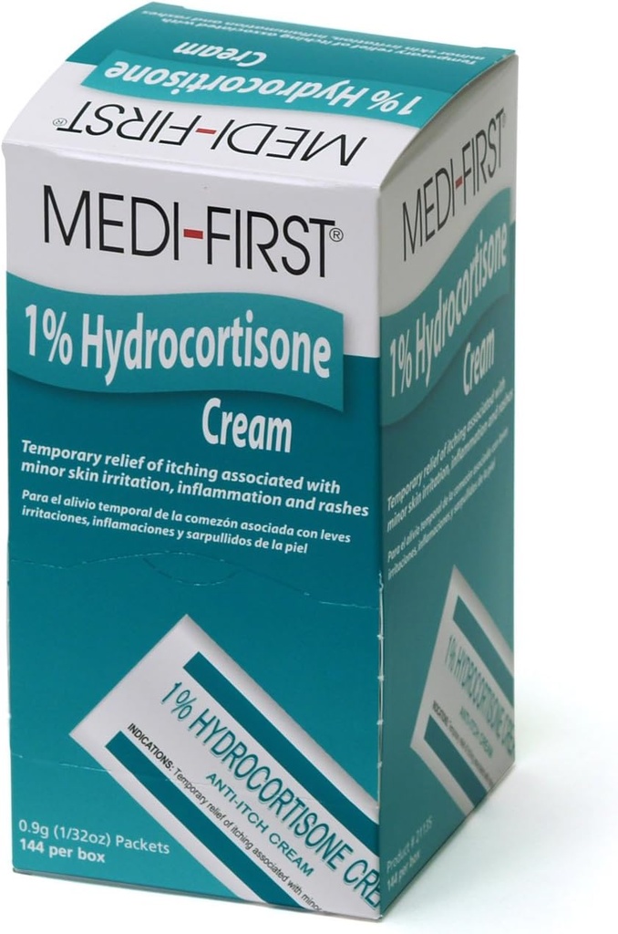 Hydrokortison Anti-Itch Cream Packets för första hjälpen och nödkit, 144 Pack