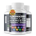 Elderberry Quercetin Bilberry Turmeric Tart Cherry Ginger Vitamin C Vitamin D3 Zink Black Pepper -150 kapslar - Made in USA