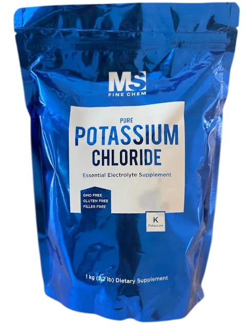 Kaliumkloridpulver, 1 KG/2.2lb(35 Ounce) | Salt Substitute & Essential Hydration Electrolyte Supplement | Stöd Mineral Balans, Hjärta, Gemensamt och Immunhälsa | Filler Fri, löser lätt