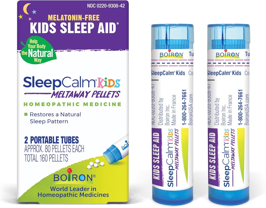Boiron SleepCalm Barn sover hjälp för djup, avkopplande, Restful Nighttime Sleep - Melatonin-Free och Non Habit-Forming - 2 Count (160 Pellets)
