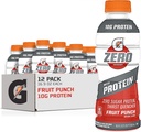 Gatorade Zero med protein, 10g Whey Protein Isolate, Zero Sugar, Electrolytes, Fruit Punch, 16,9 Fl Oz, 12 Pack