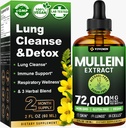 Mullein Drops for Lungs, 3-i-1 Mullein Leaf Extract för Lungs Health, Herbal Respiratory Lung Health Support Supplement, Support Immune & Digestive Wellness, Sugar & Alcohol-Free - 2 FL OZ
