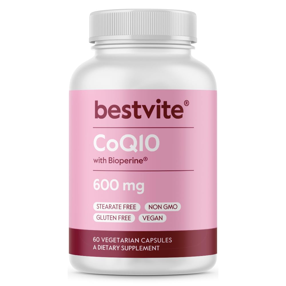 Coenzyme CoQ10 600mg per kapsel med bioperin (60 vegetariska kapslar) Naturligtvis Fermenterad - Ingen Titandioxid - Inga filler - Inga Stearates - Vegan - Glutenfri - Icke GMO