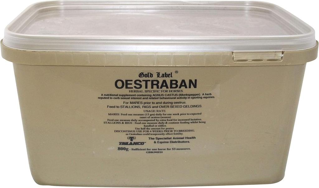 Gold Label Oestraban, Horse Supplement, underhåller Hormone Balance, 800 Gm