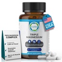 Triple Magnesium Supplement, 235mg, Dimagnesium Malate, Citrate, Lysinate Chelate, 60 kapslar, stöder sömn, muskelavslappning, ben- och hjärthälsa, energi och nervfunktion, USA Made
