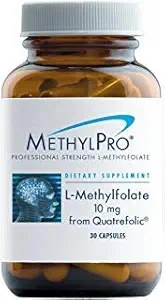 MethylPro L Methylfolate 10mg (från Quatrefolic) - Professional Strength L-Methylfolate Supplement for Brain and Mood Support - MTHFR Supplement (30 kapslar)