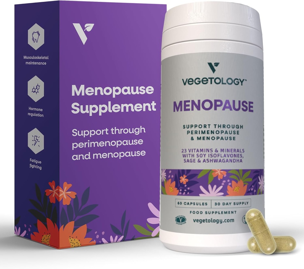 Vegan Menopause Supplements (60 kapslar) - Perimenopause och klimakteriet Vitaminer - Kvinnors kosttillskott - Perimenopause Supplements for Women - Food Supplement - Menopause Support