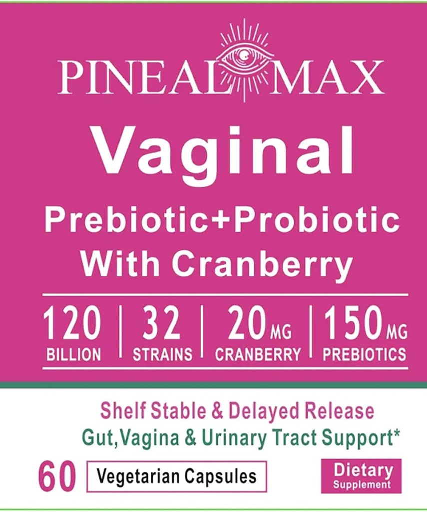 Vaginal Prebiotic+Probiotikum med Cranberry, 120 miljarder CFU, 32 stammar, 150 mg Prebiotika