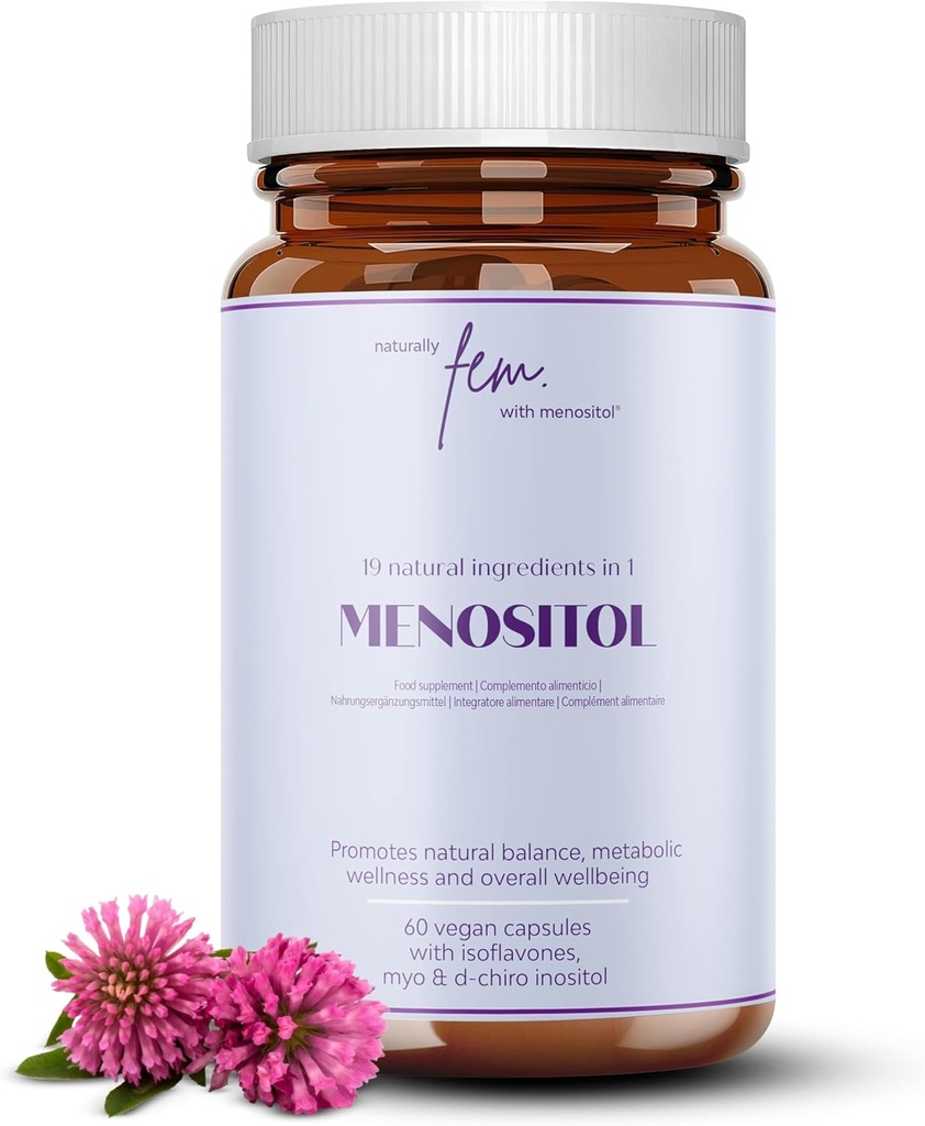 Inositol FEM Menopause 19-i-1 | Perimenopause & Menopause Supplements with Myo-Inositol, D-chiro och Isoflavones | Behåll Metabolic Health & Control din Silhouette | Naturlig, Hormone & Soy Free