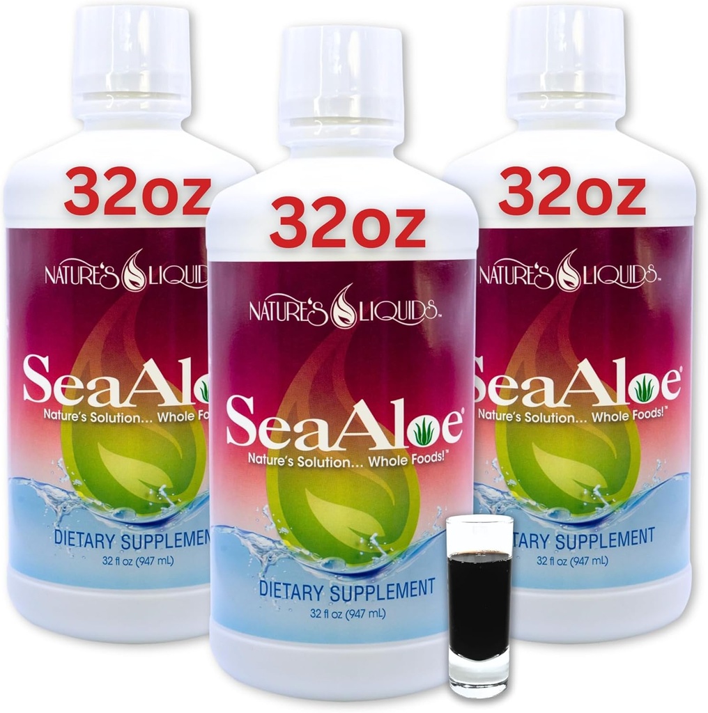 Naturens vätskor Aloe Vera Juice Oceanic Elixir - Proprietary Botanical Blend for Thyroid, Digestion och Immune Support, 32oz (Pack of 3)
