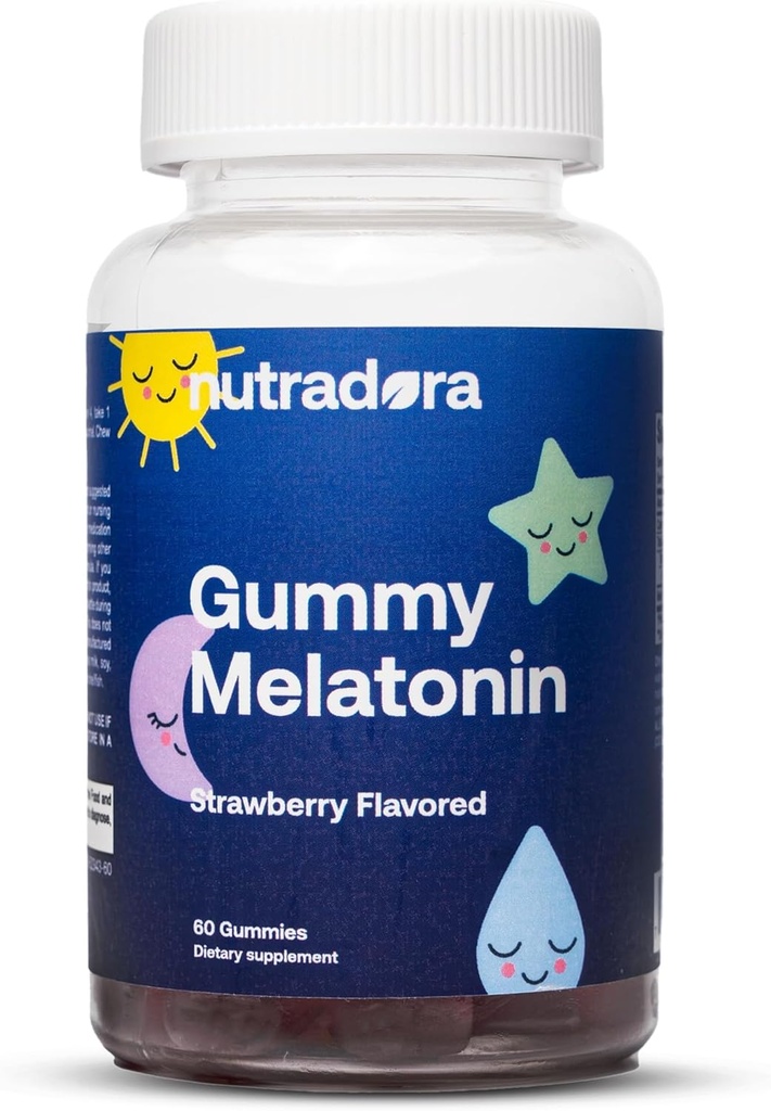 Melatonin Kids Sleep Gummies - Sleep Gummies för barn och vuxna hjälper till att reglera sömn, vakna cykel, avkoppling, förbättra sömn Excellence, jordgubbsmak, tillverkad i USA, 60 Gummies