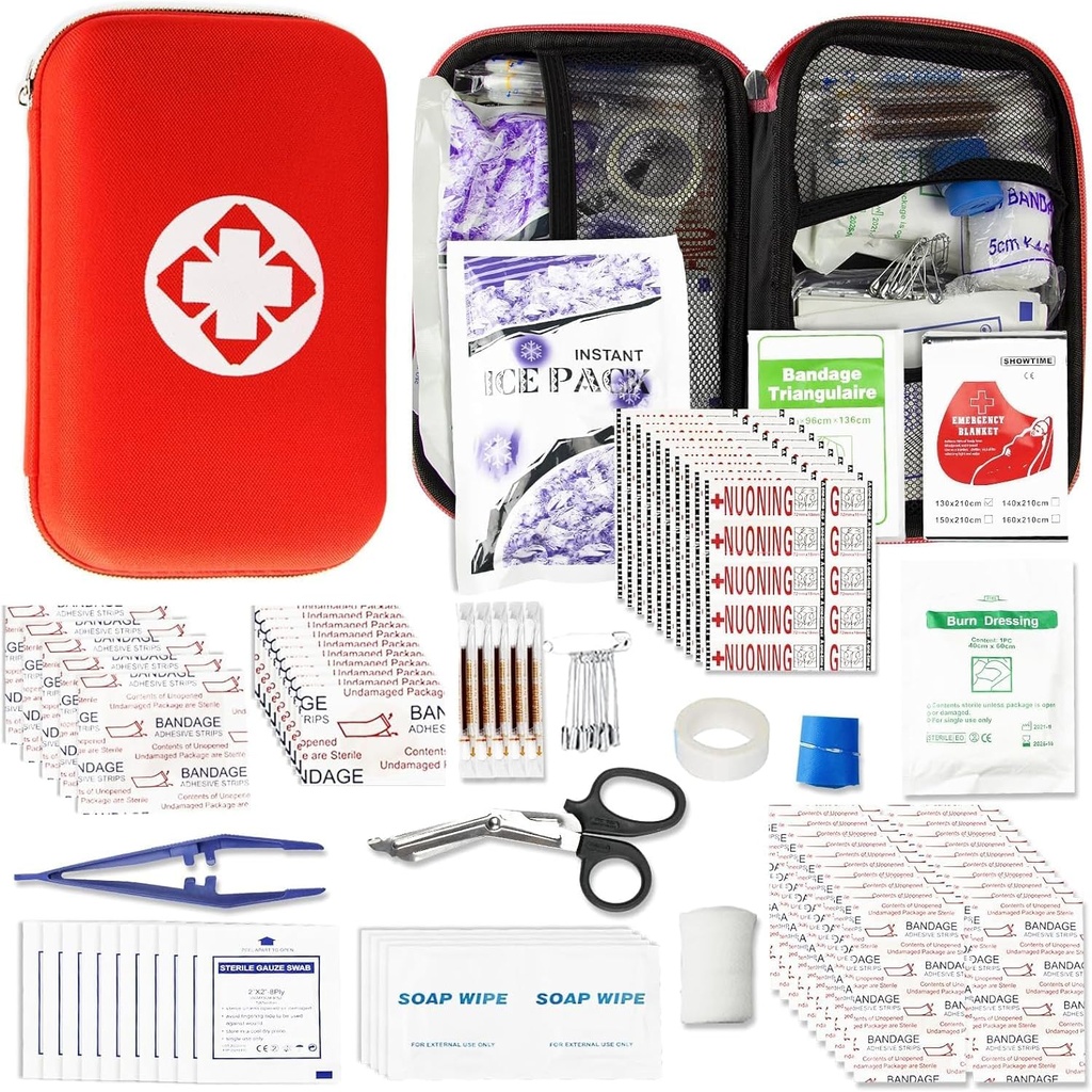 Första hjälpen Kit för Home Hiking Camping Outdoor Sport, 275 Pieces Survival Supplies Emergency Kit, Mini Gear Bag med grundläggande första hjälpen Essentials för nödfall ängel önskan