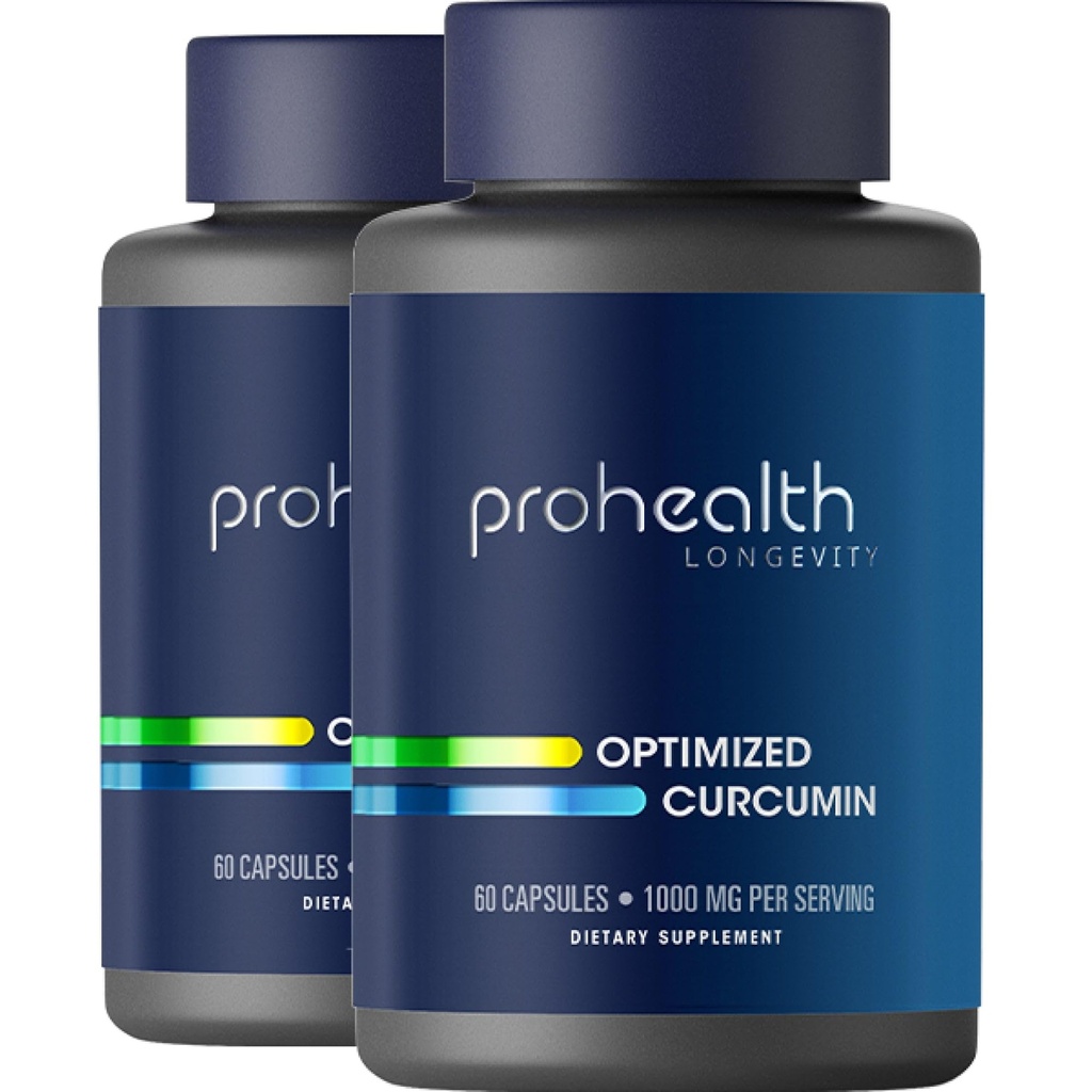 ProHealth Turmeric Curcumin Supplement: 285 Times More Bioavailable - Utvecklat av neuroforskare. 1000 mg Koncentrerad Longvida Curcumin Extract Per Servering (60 X 500mg kapslar / flaska) 2 Pack
