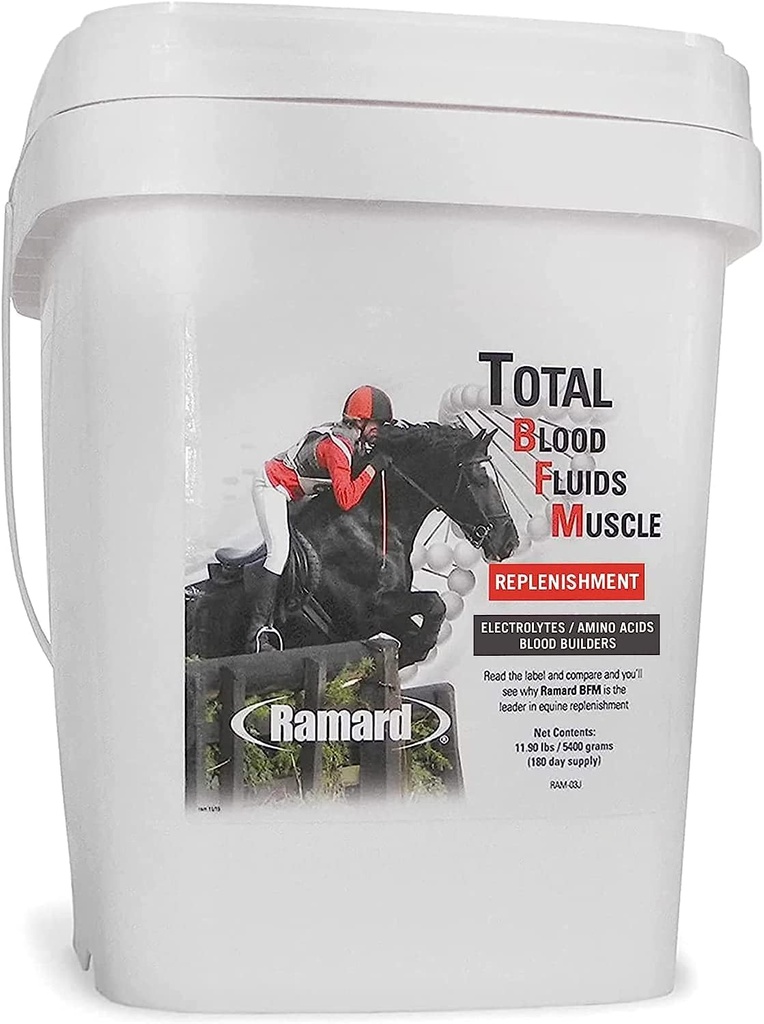Ramard Blood Fluids Muscle Replenishment for Race Horses - Horse Supplements with Electrolytes, Blood Builder, & Muscle Builder, Powder Supplements for Horse Games High Performance, 11,9 lbs Tub