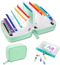 A8 Vattentät Pill Organizer Set, Twice-Daily Large Pill Organizer för sju dagar, Pill Storage med 14 Color-Coded Pouches, Återanvändbar Travel Medicine Organizer