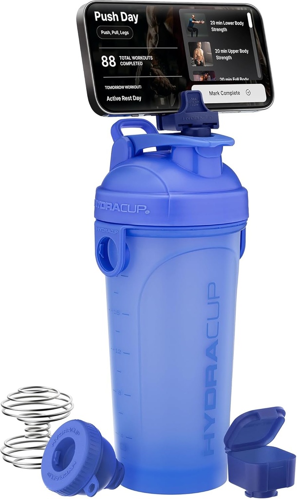 Hydra Cup JailBreak Bottle (1st Generation) - Gratis din Shaker | Använd som Tripod för att titta på och spela in innehåll | Mixes Shakes | Inkluderar Phone Clip, Pill Container, Funnel, Shaker Bottle & Dual Mixers