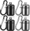 Hicarer 4 Pack Ear Plug Carrying Case Portable Pill Holder Case Waterproof Metal Small Pill Container Carrier för öronproppar och smycken Holder (Black, Gray)