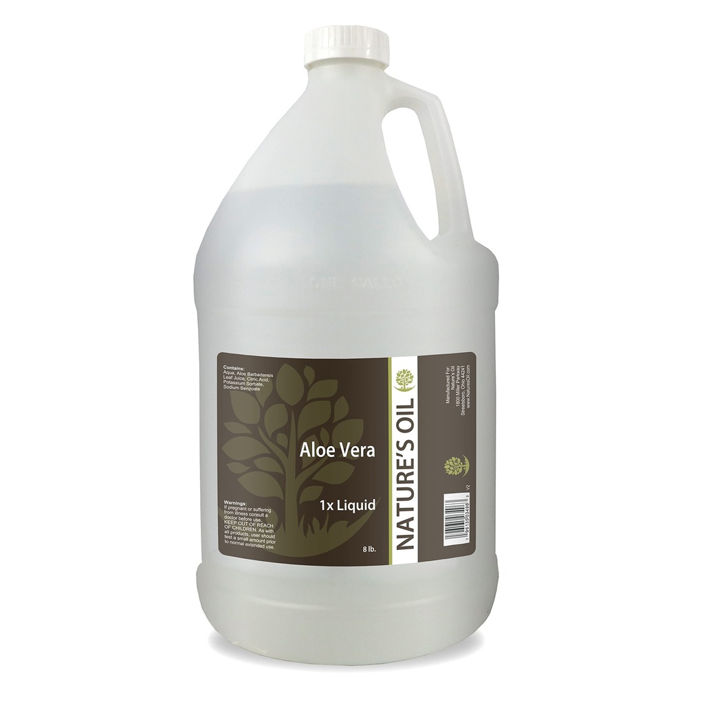 Naturens olja Aloe Vera Liquid 1x, 8lbs (1 Gallon) Pure Aloe Extract för hudvård, hårvård och DIY Personlig vård