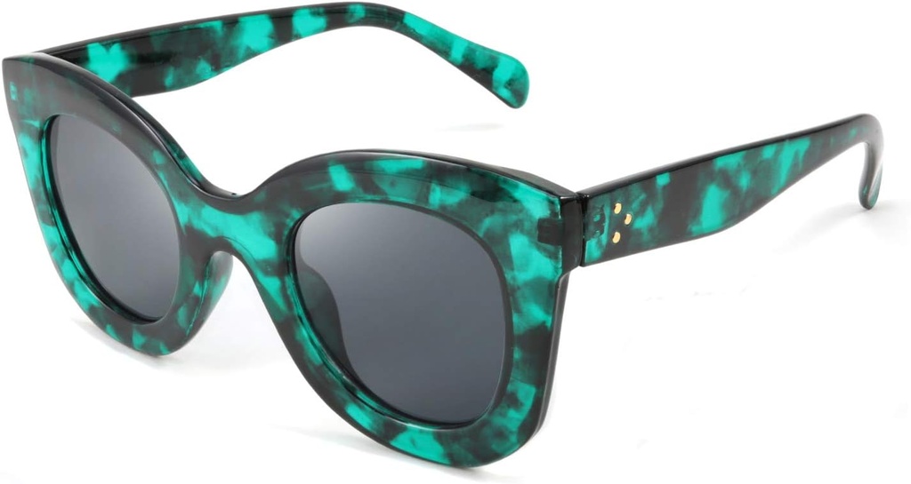 Retro överdimensionerade Square Horn solglasögon Semi Cat Eye Butterfly Glass Big Thick Bold Frame B2572