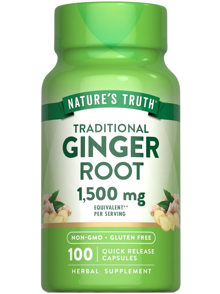 Naturens Truth Ginger Root Capsules | 1.500mg | 100 Count | från Ginger Root Extract | Non-GMO och Gluten Free Supplement