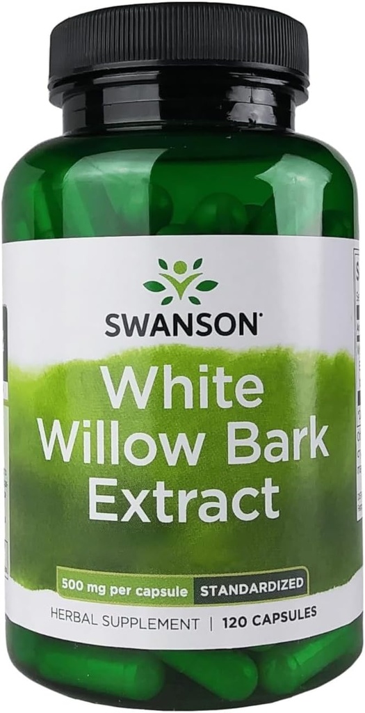 Swanson White Willow Bark Extract - Främjar Joint Support och Muscle Relief - Standardiserad till 15% Salicin - Naturligt tillskott med ingen magirritation - (120 kapslar, 500 mg vardera)